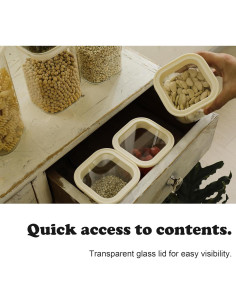 Juego de 4 Tarros de Vidrio Cuadrados 40oz CozNido con Tapa Hermética 2