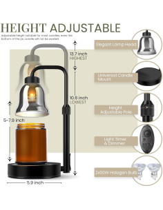 Lámpara Calentadora de Velas ZOKCC Vintage 50W con Temporizador 2