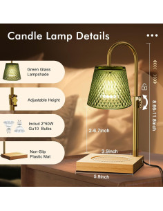 Lámpara Calentadora de Velas Aodovoz Verde con Temporizador 2