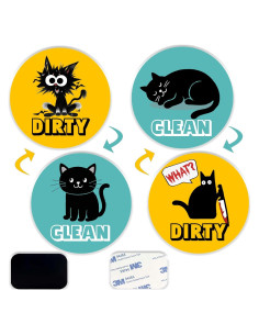 Imán Doble Cara Limpio Sucio Duoduobuy 8.9cm Gato Negro