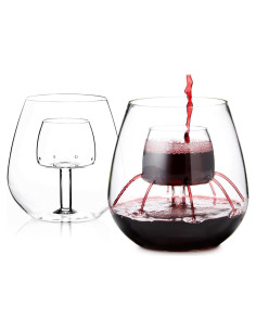 Copas de Vino Sin Tallo Chevalier Collection - Juego de 2 con Aerador