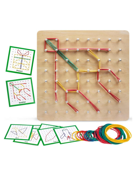 Tablero Geométrico de Madera Kizh 8x8 con Bandas de Goma