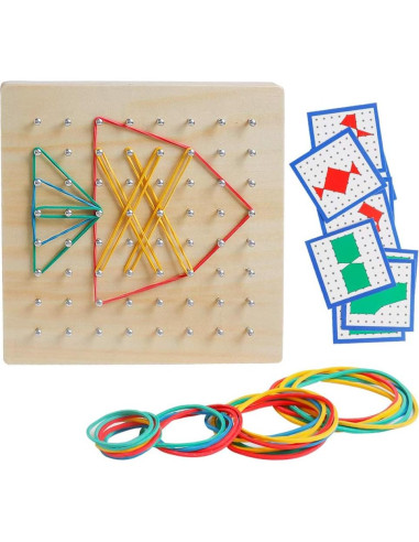 Tablero Geométrico de Madera Kizh 8x8 con Bandas de Goma