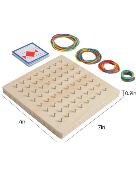 Tablero Geométrico de Madera Kizh 8x8 con Bandas de Goma