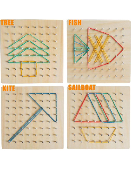 Tablero Geométrico de Madera Kizh 8x8 con Bandas de Goma