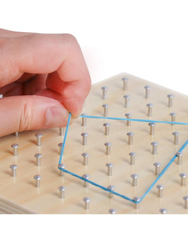 Tablero Geométrico de Madera Kizh 8x8 con Bandas de Goma