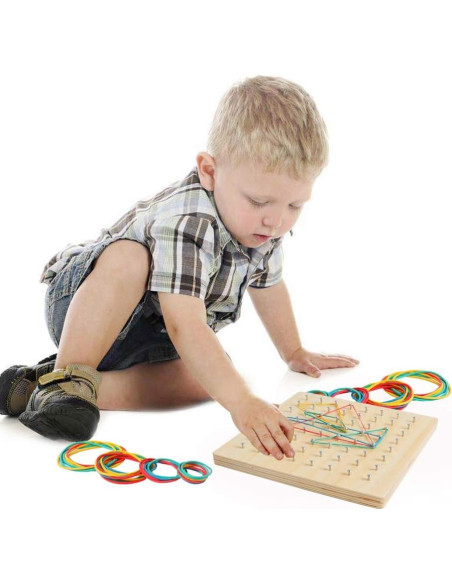 Tablero Geométrico de Madera Kizh 8x8 con Bandas de Goma