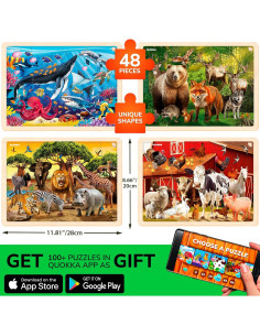 Rompecabezas de Madera QUOKKA - 4 Piezas Grandes para Niños 3-8 Años 2