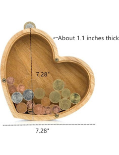 Banco de Ahorros de Madera en Forma de Corazón XZJMY 19.6x13.2cm 2