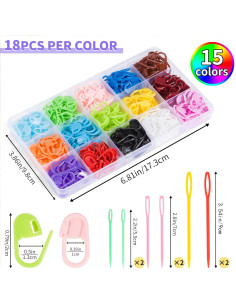 270 Marcadores de Puntos para Tejer JCKHXG - 15 Colores y Agujas 2