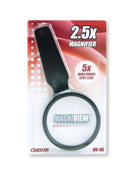 Lupa de Mano Carson MagniView 2.5X y Lente Spot 5X