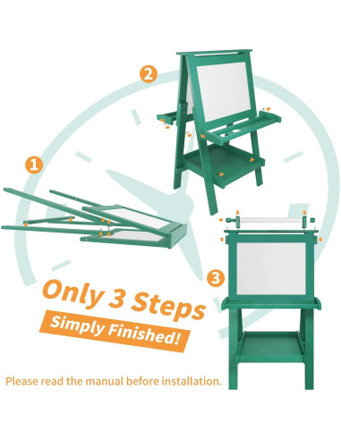 Caballete Deluxe Plegable JUZBOT para Niños Verde 60x53.5cm