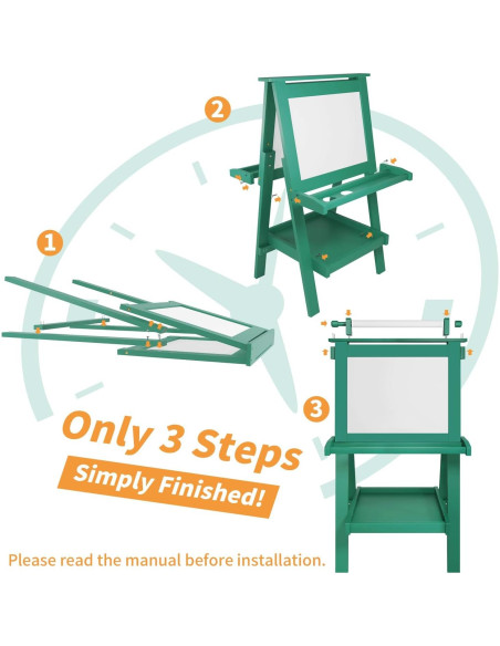 Caballete Deluxe Plegable JUZBOT para Niños Verde 60x53.5cm