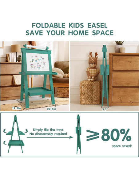 Caballete Deluxe Plegable JUZBOT para Niños Verde 60x53.5cm