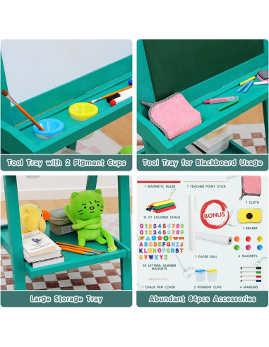 Caballete Deluxe Plegable JUZBOT para Niños Verde 60x53.5cm