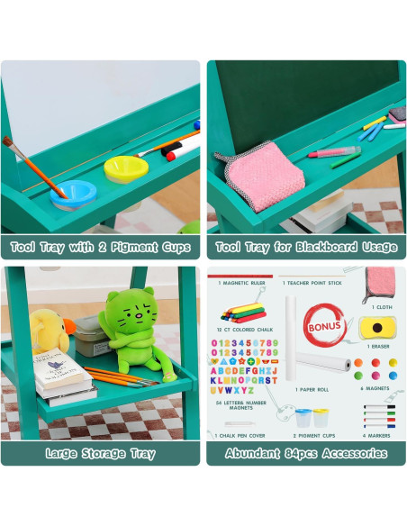 Caballete Deluxe Plegable JUZBOT para Niños Verde 60x53.5cm