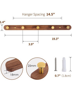 Perchero de Pared SARIHOSY de Madera y Metal 5 Ganchos Rústicos 2
