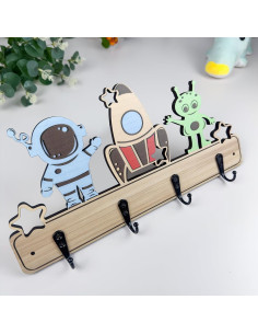 Gancho de Pared para Niños Midrean 4 Ganchos Madera Haya 2