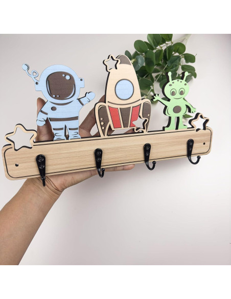 Gancho de Pared para Niños Midrean 4 Ganchos Madera Haya