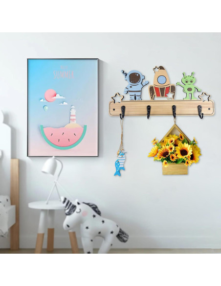 Gancho de Pared para Niños Midrean 4 Ganchos Madera Haya