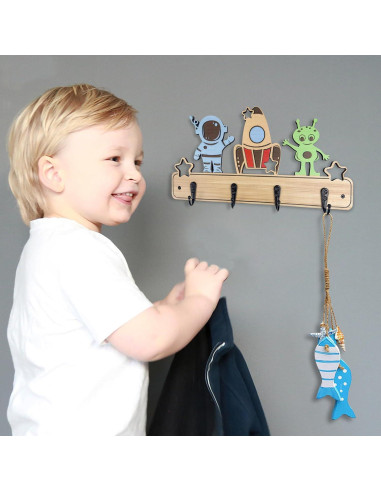 Gancho de Pared para Niños Midrean 4 Ganchos Madera Haya