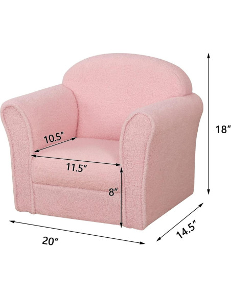 Sofá Infantil AFBKSS&BB Rosa, Madera, 50x39x44cm, Reposabrazos