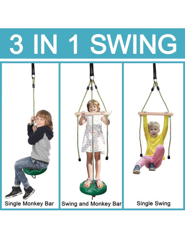 Columpio para Niños FAETKLC 3 en 1 Ajustable Verde