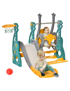 Juego de Columpio y Tobogán 4 en 1 Qaba para Niños 1.5-3 Años