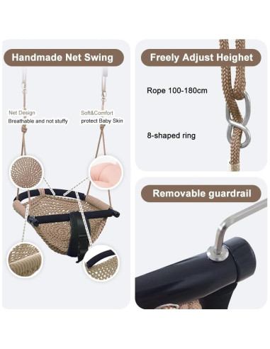 Columpio Ajustable para Niños nets Tribe - Marrón Claro