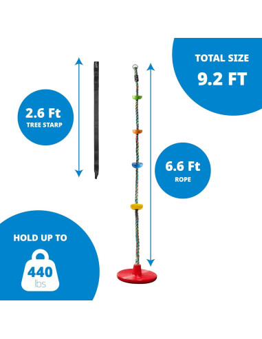 Columpio de Árbol Jungle Gym Kingdom con Asiento Disco y Cuerda