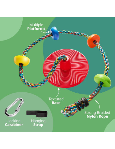 Columpio de Árbol Jungle Gym Kingdom con Asiento Disco y Cuerda