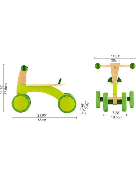 Bicicleta de empuje de madera Hape E0101 verde para niños