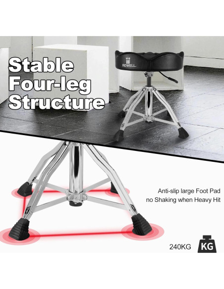 Trono Hidráulico ROWELL Ajustable 3D Negro 7.06 kg