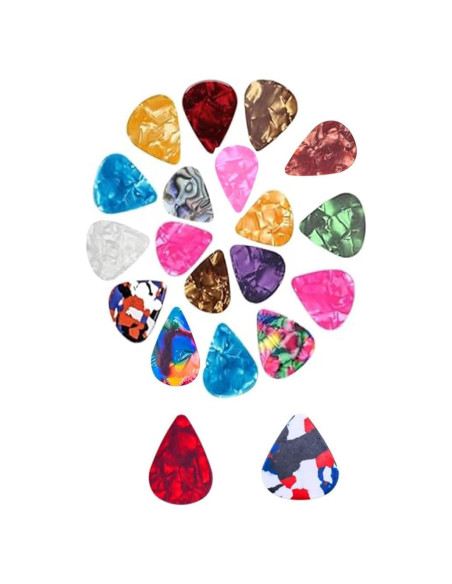 Paquete de 20 Púas de Guitarra Celluloide 0.46mm a 0.96mm