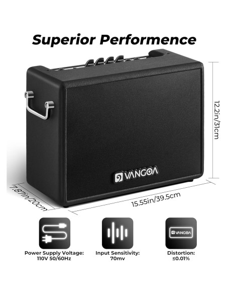 Amplificador de Bajo Vangoa 30W Portátil 8" con Overdrive