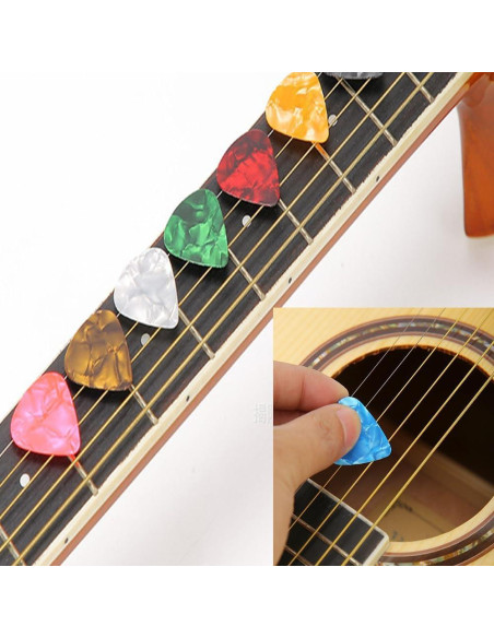 Paquete de 20 Púas de Guitarra Celluloide 0.46mm a 0.96mm