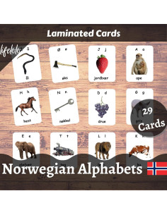 Tarjetas Didácticas Bilingües Noruego-Inglés LifeLoLo - Alfabeto 2