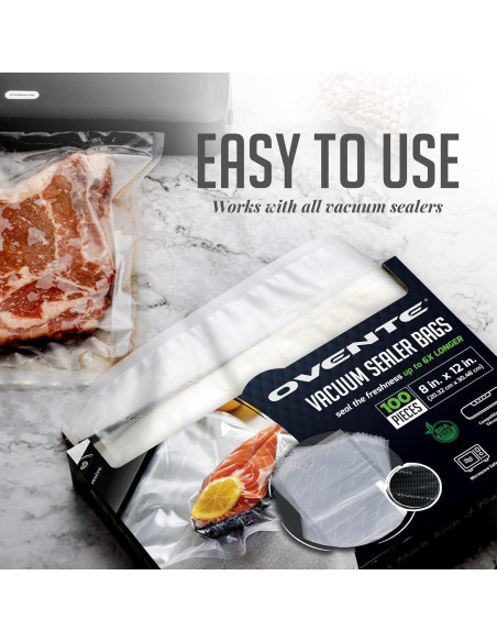 Bolsas de Sellado al Vacío OVENTE ACPSVPQ100, 100 pcs 20x30 cm