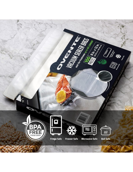 Bolsas de Sellado al Vacío OVENTE ACPSVPQ100, 100 pcs 20x30 cm