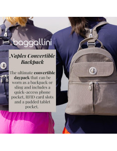 Mochila Convertible Baggallini Nápoles Rosa Ballet con RFID 2