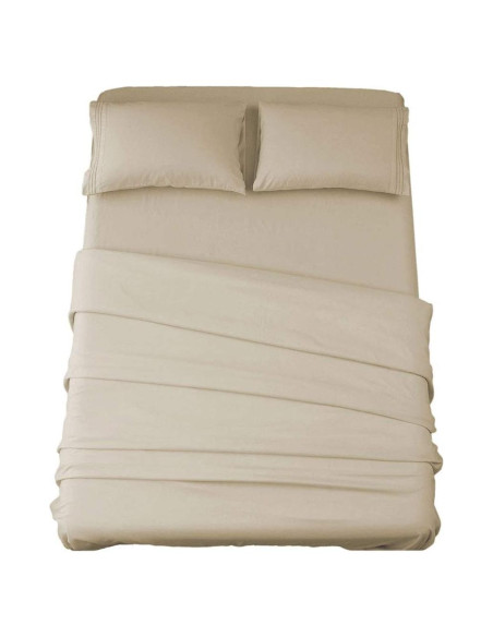 Juego de Sábanas SONORO KATE Microfibra 1800 Hilos Individual Beige