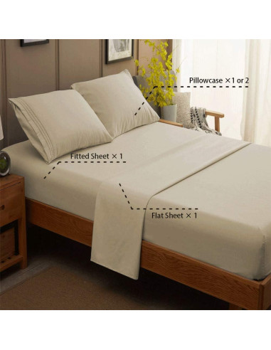 Juego de Sábanas SONORO KATE Microfibra 1800 Hilos Individual Beige