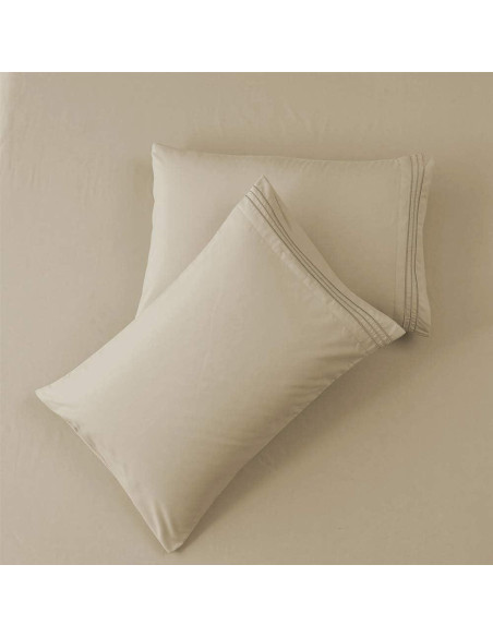 Juego de Sábanas SONORO KATE Microfibra 1800 Hilos Individual Beige