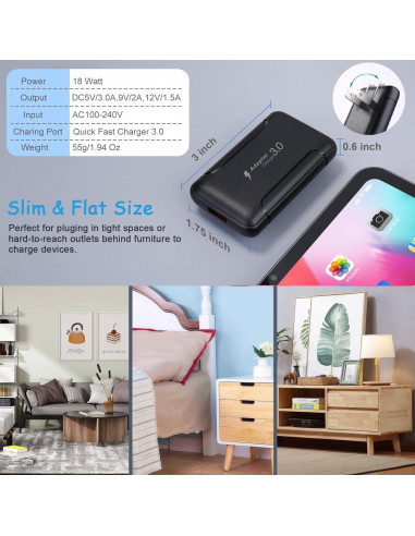 Cargador de Pared USB Costyle 18W Carga Rápida 3.0 2 Piezas