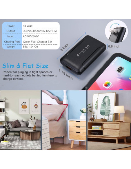 Cargador de Pared USB Costyle 18W Carga Rápida 3.0 2 Piezas