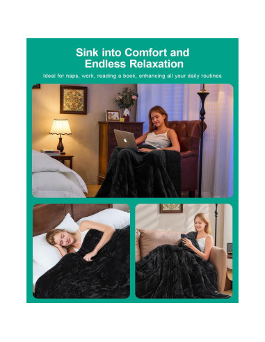 Manta con peso Eazfy Pro Sherpa 122x183 cm 5.4 kg Negra