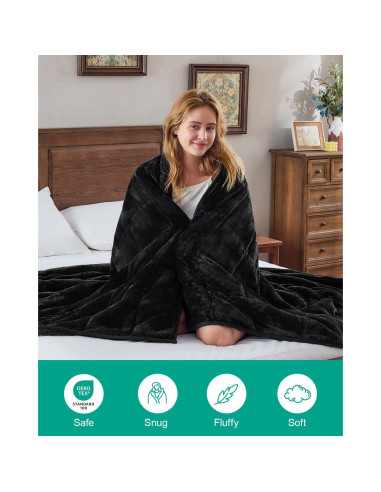 Manta con peso Eazfy Pro Sherpa 122x183 cm 5.4 kg Negra