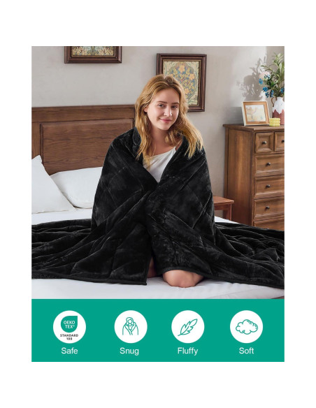 Manta con peso Eazfy Pro Sherpa 122x183 cm 5.4 kg Negra
