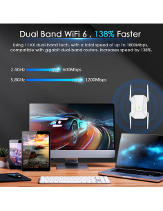 Extensor de WiFi 6 ZMISDRI M-AX05 Doble Banda 1200Mbps 2