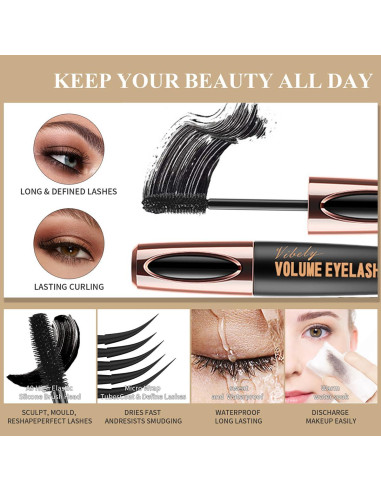 Máscara de Pestañas 4D FYEBOO a Prueba de Agua 3 Piezas